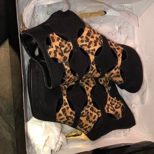 Leopard print and black high heels